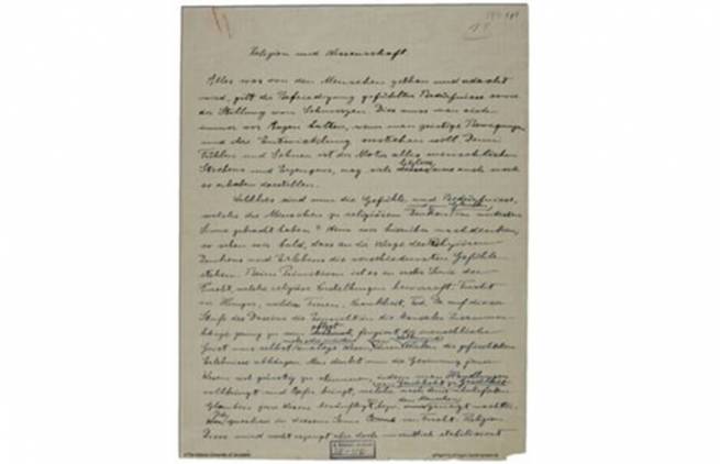 Σε δημοπρασία επιστολή του Άινσταϊν με τις θρησκευτικές του απόψεις