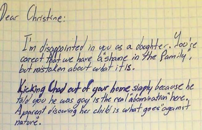 Το γράμμα ενός παππού στη κόρη του, που έδιωξε τον γιό της επειδή ήταν gay